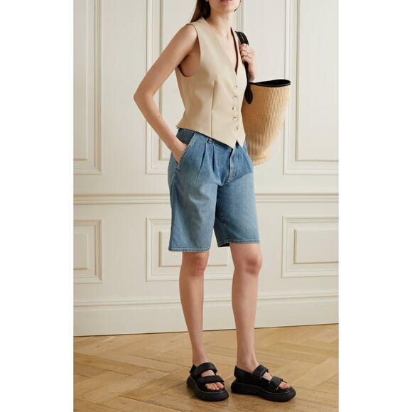 Nili Lotan Women’s Faded Wash Julie Trouser Denim Shorts 27 - Picture 1 of 6